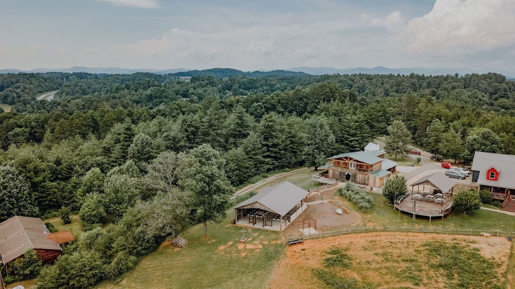 The Blue Ridge mountain valley seen from Lewis Farm, Weaverville NC
